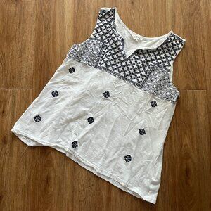 Beach Lunch Lounge Sleeveless Stitch Tank Top White Black Women’s Size L